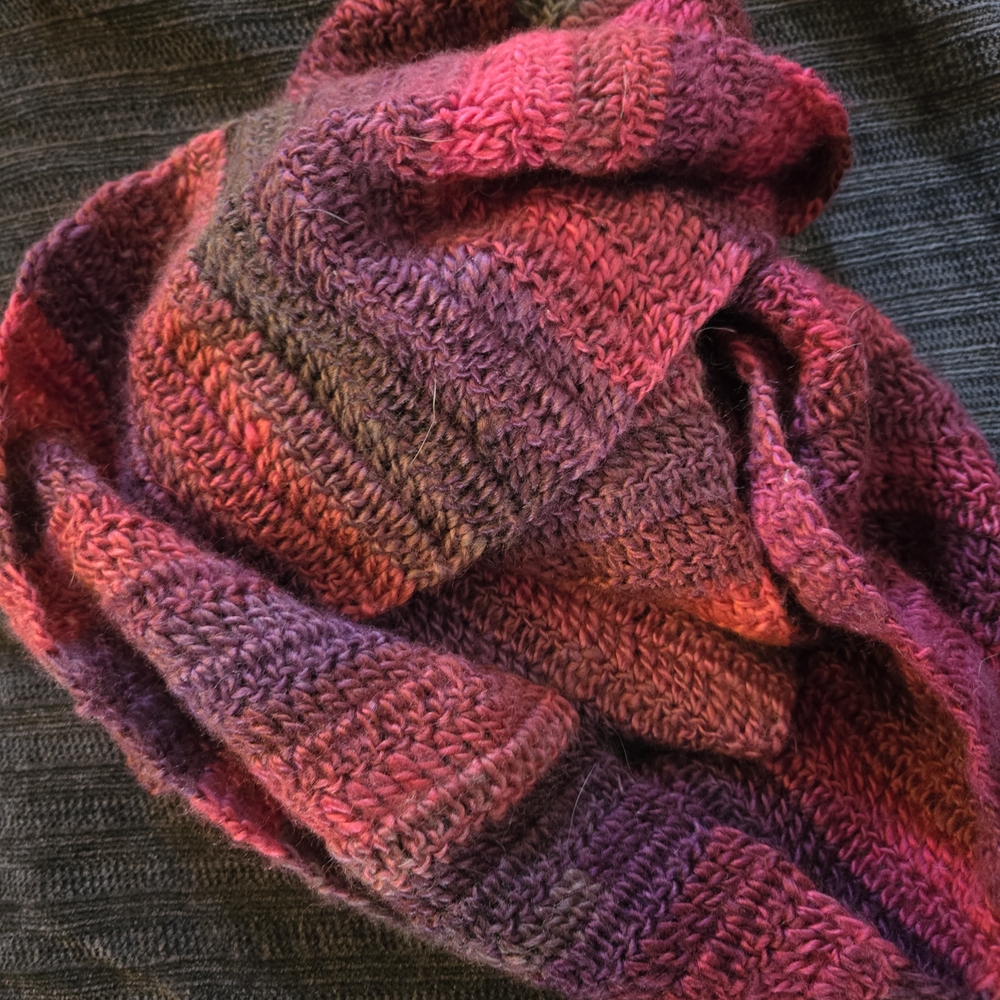 Handmade Crochet Scarf in Pinks And Red - Picture 3 of 6